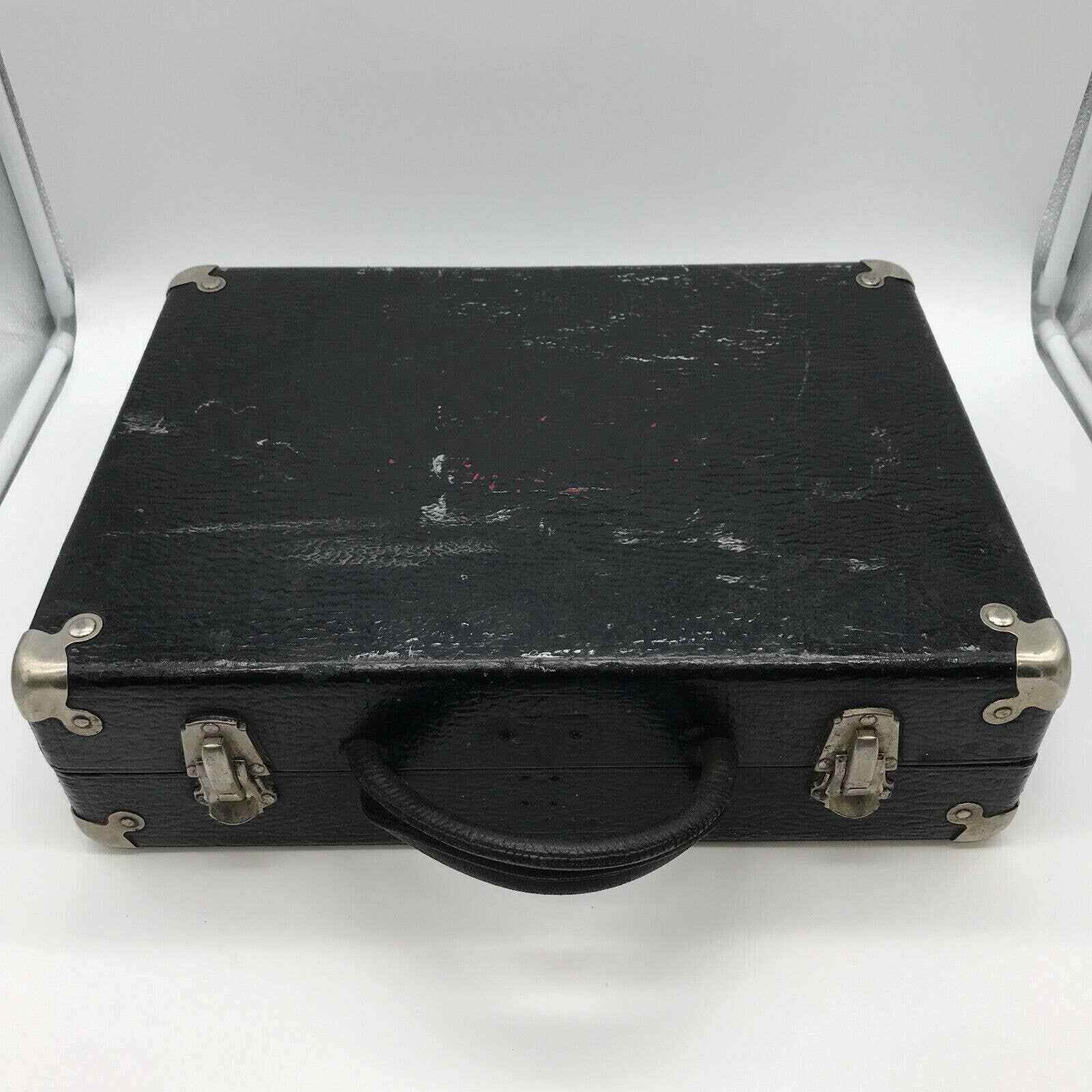 Vintage Black Briefcase Carrying Case #12 Leather Handles