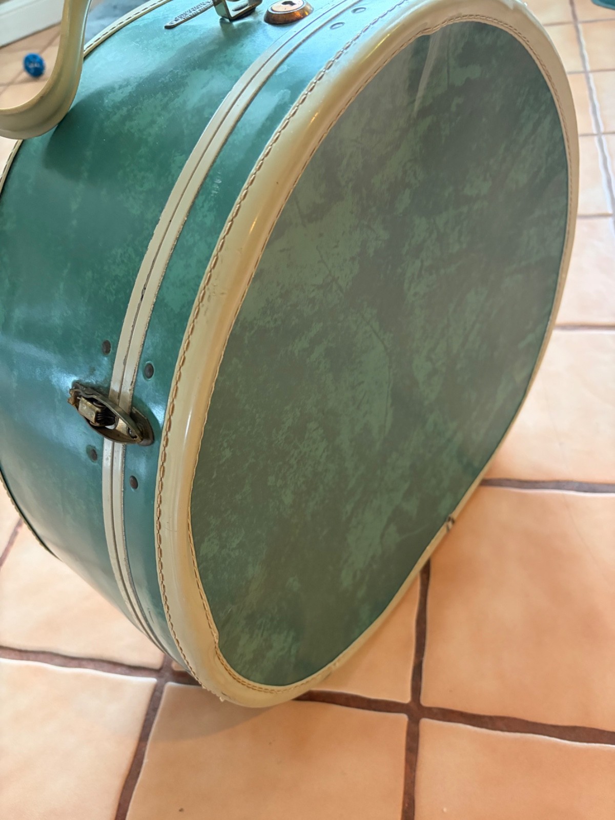VTG Bermuda Green Samsonite Round Hat Box Suitcase Luggage Read