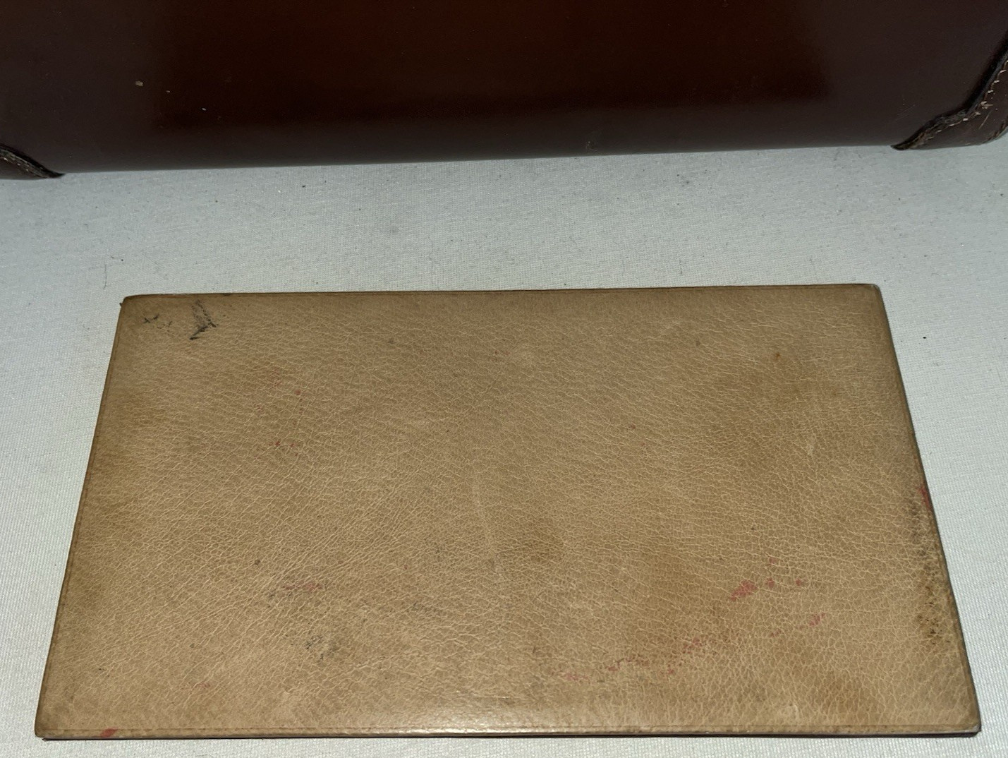 Vtg Leather Train Luggage Vanity Case 1960’s Italian Travel Bag Locks Keys Brown