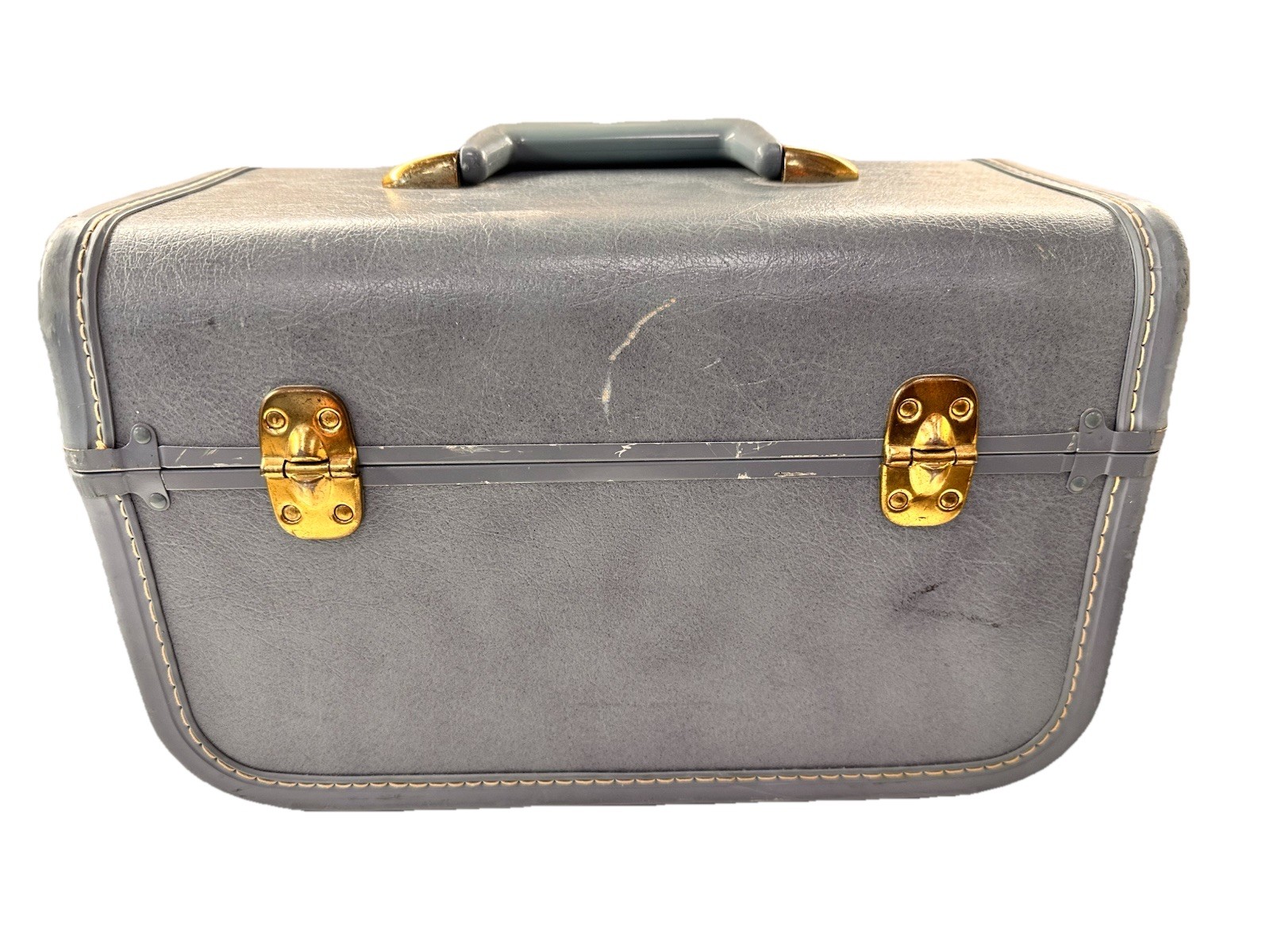 Vintage Taperlite Train Case Blue Carry-On Makeup Cosmetic Luggage No Key