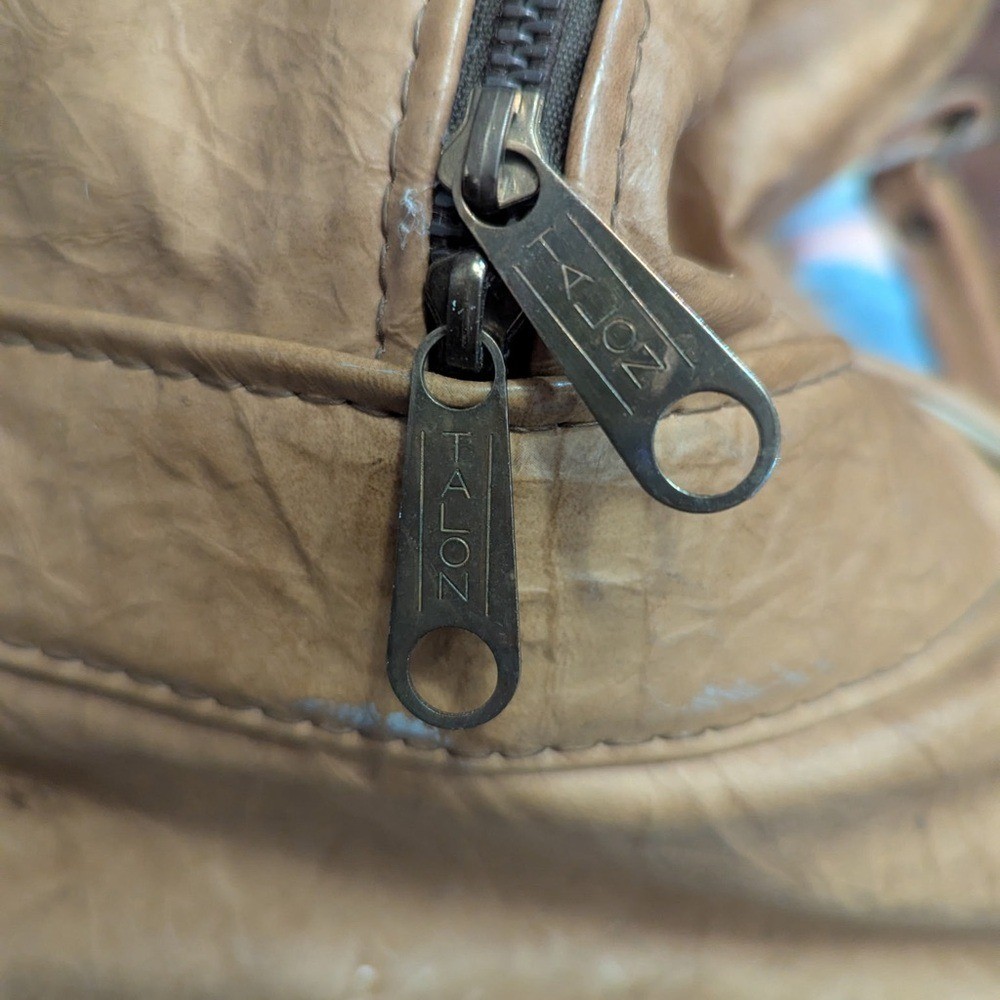 Tan Vinyl Vintage 1980 Duffle Bag will Talon Zippers