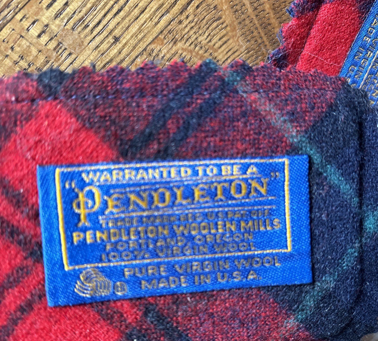 VTG Pendleton ID Tags Tartan Wool Red Plaid Luggage Pair Leather Buckle Handmade