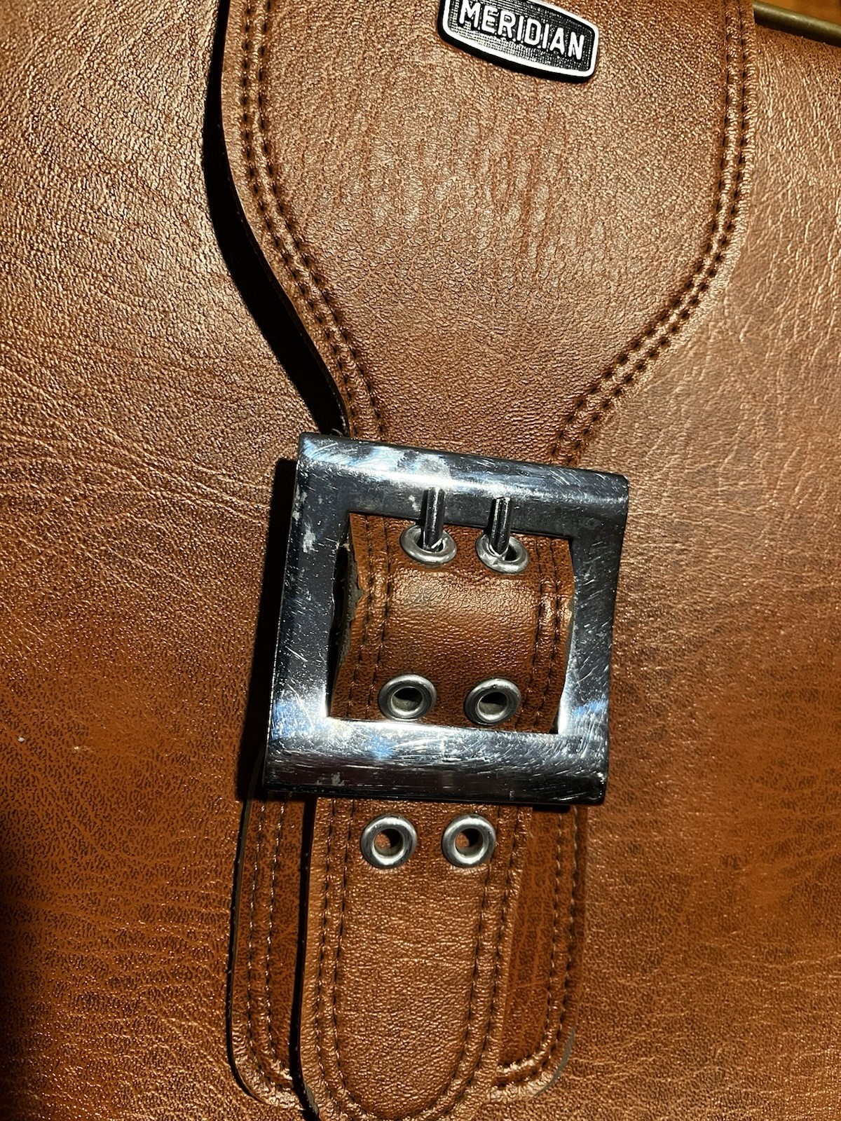 Vintage Meridian Suitcase Brown Textured With Buckle and Handle In Great Shape