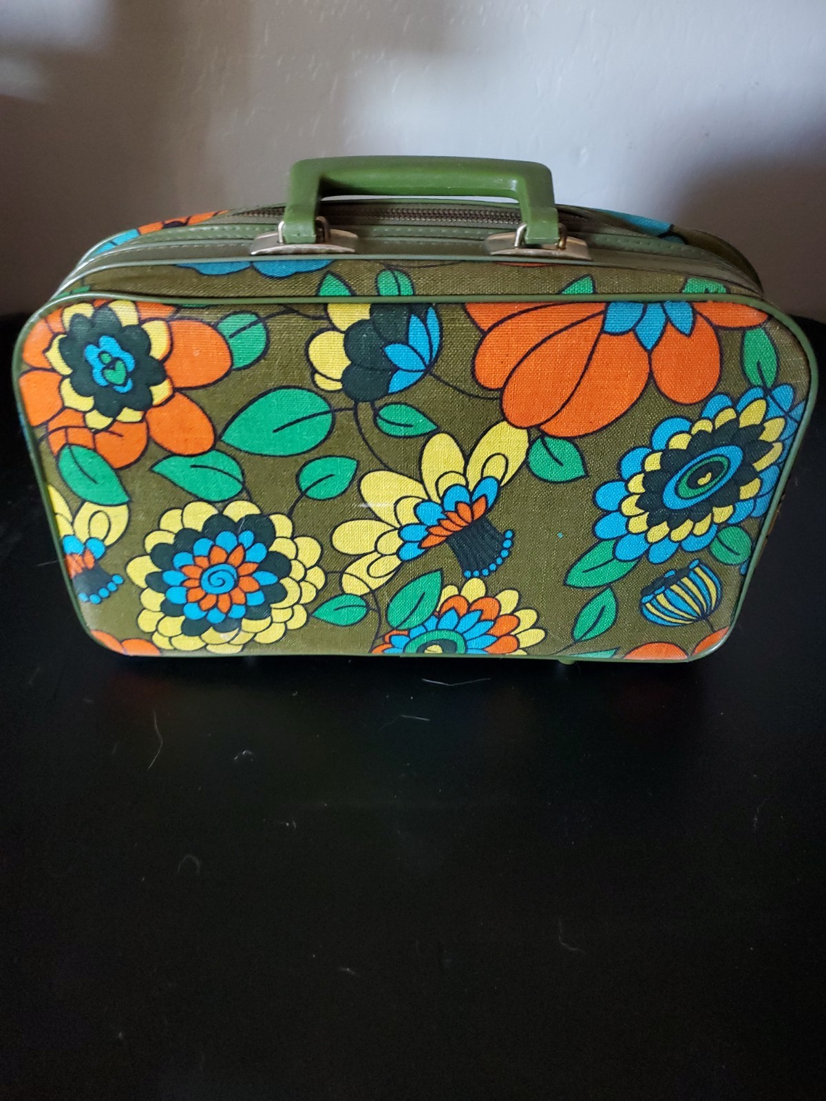 Vtg Bantam Mini Suitcase Overnight Carry-on Retro Floral Hippie Boho Has Key