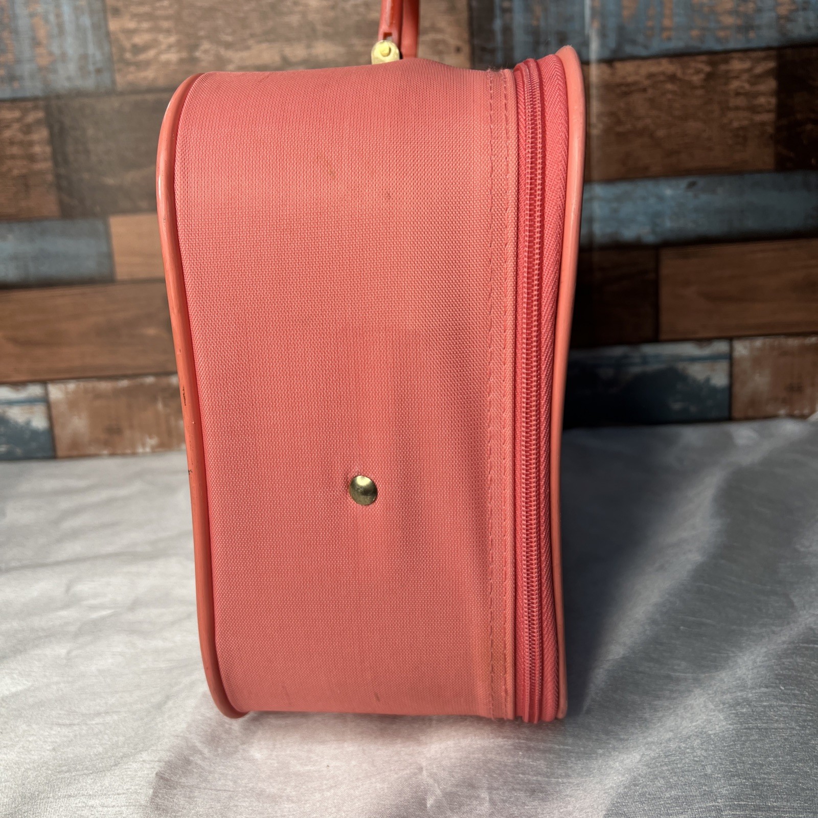 Vintage GOING TO GRANDMA’S Pink 1980s Childs Vinyl Suitcase Travel Carry On