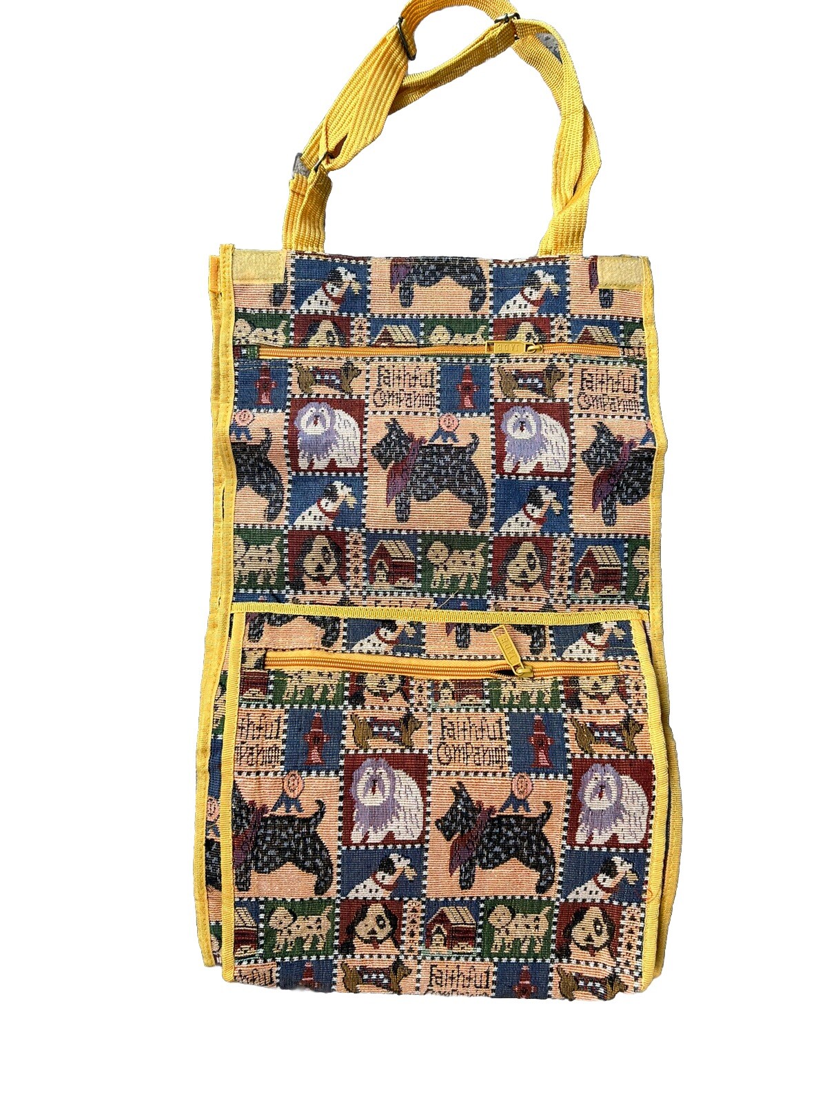 Jade Tapestry Rolling Tote Bag Travel Luggage Dogs Faithful Companion Shopping