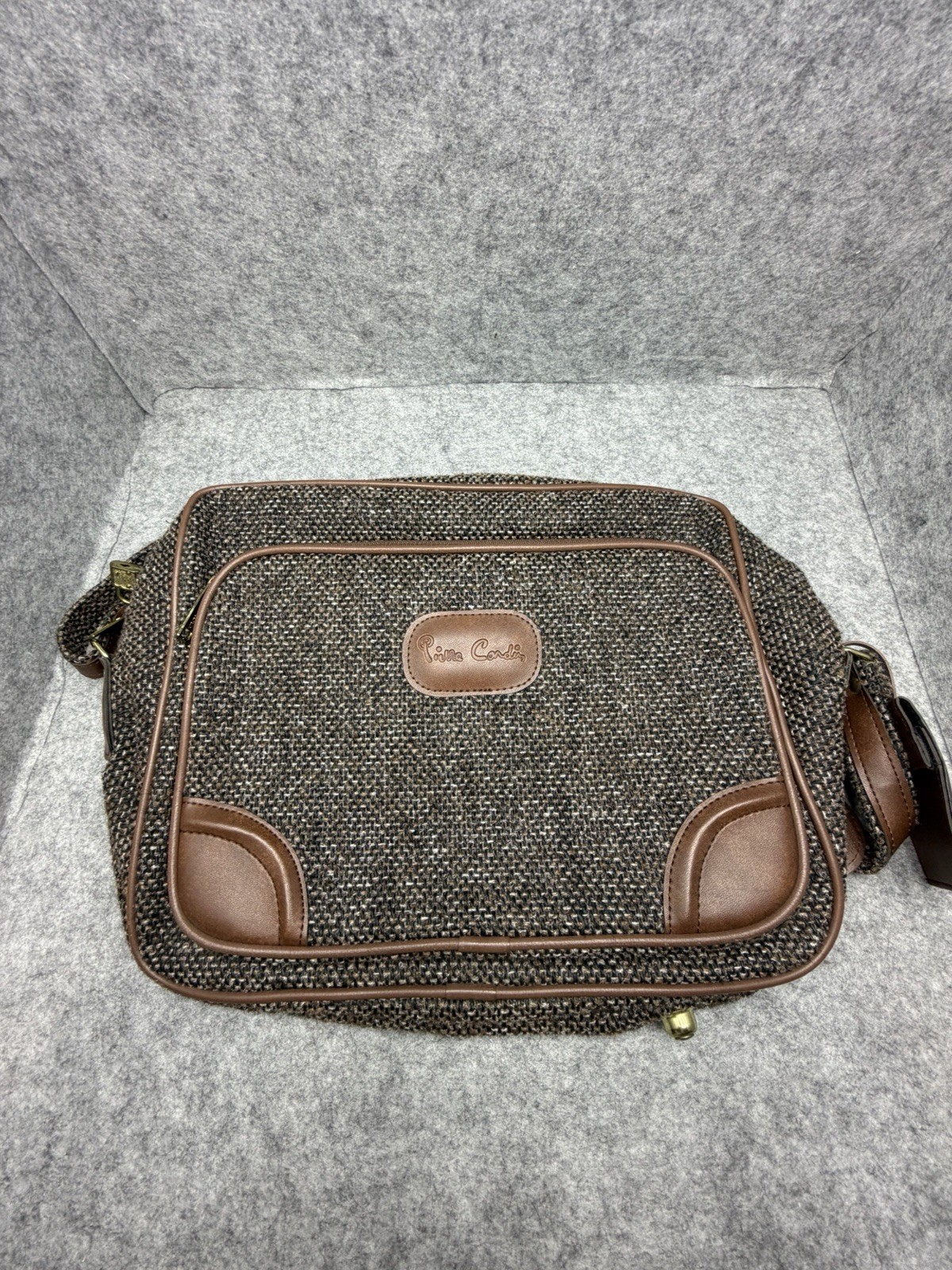 Matching Vintage Pierre Cardin Tweed Messenger Bag And Briefcase