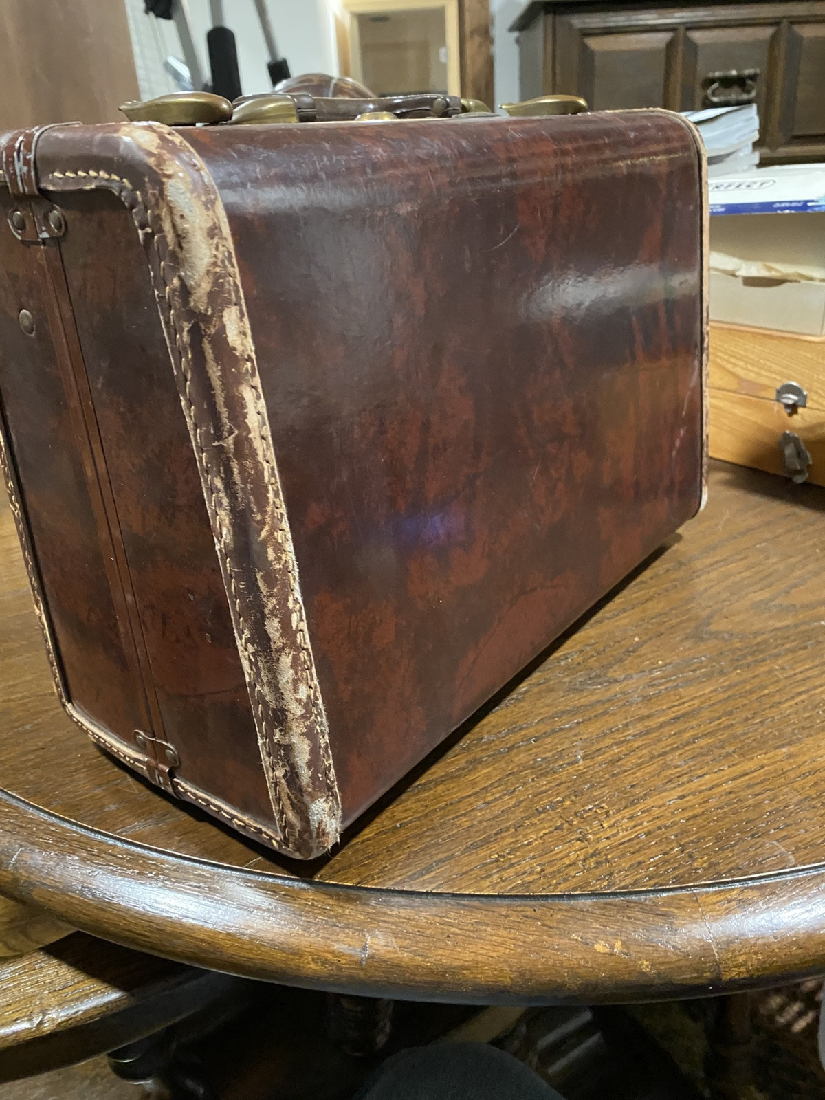 Old Vintage Samsonite Brown Hard Shell Case Make Up Suitcase Luggage Mens Womens