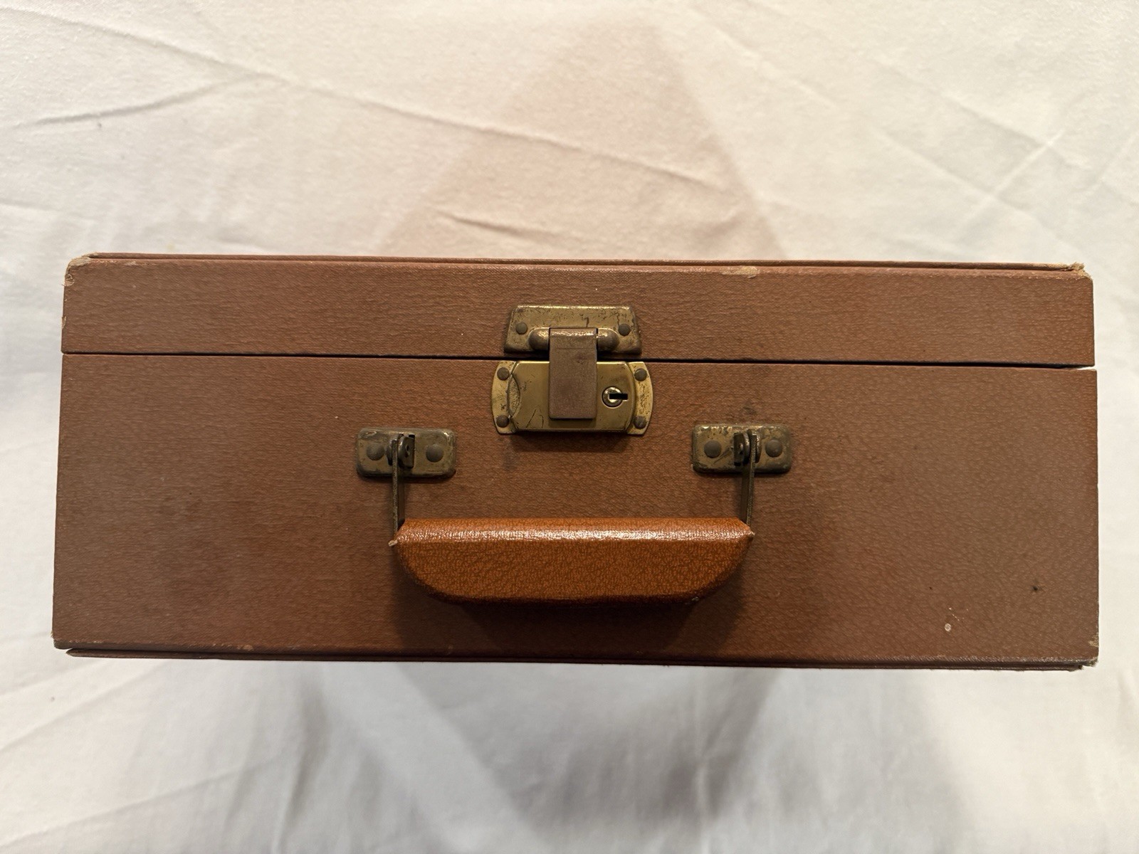 Vintage Brown Congress Luggage Mid-Century Overnight Hard Shell Train Case