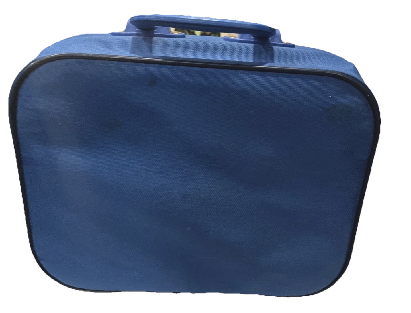 VTG Blue Going to Grandmas Kids Suitcase Mercury Luggage Animal Circus Train SEE