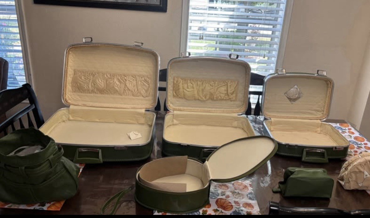 Avocado Green Eggshell Vintage Luggage/Suitcase