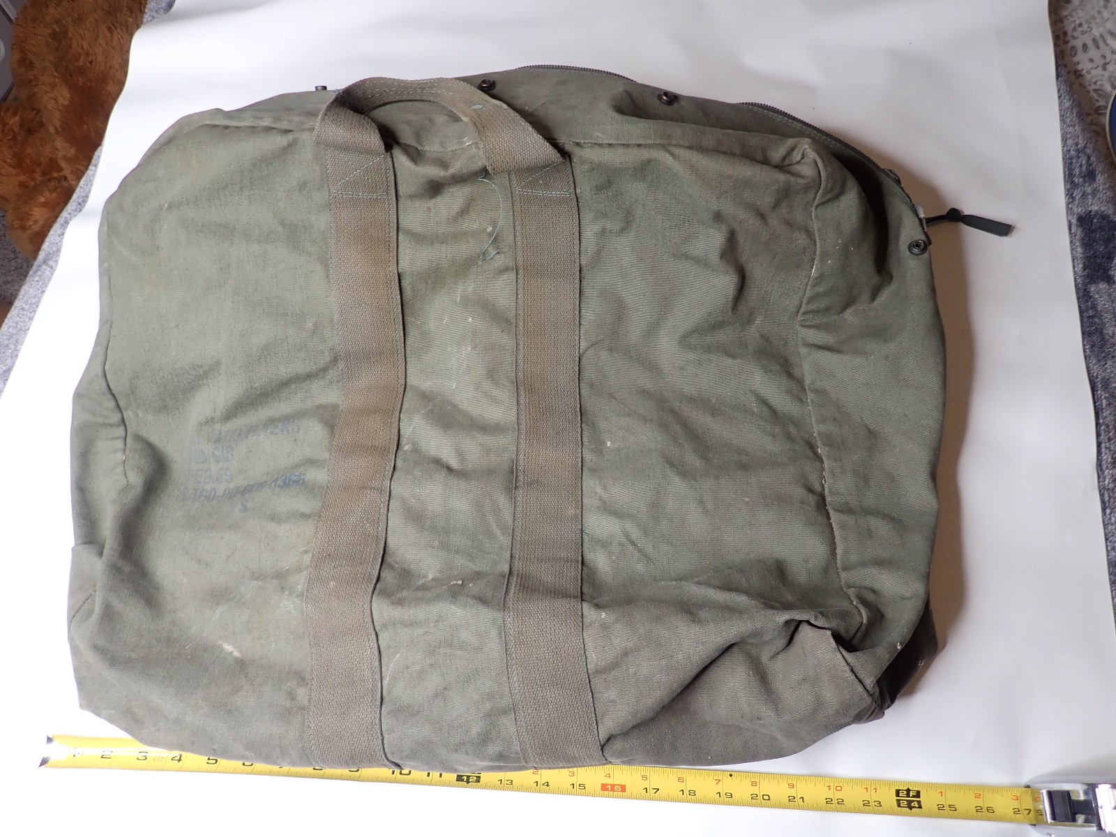1989 US Military Sea Bag Duffel Desert Storm Era OD Green Large Gear Go Bag