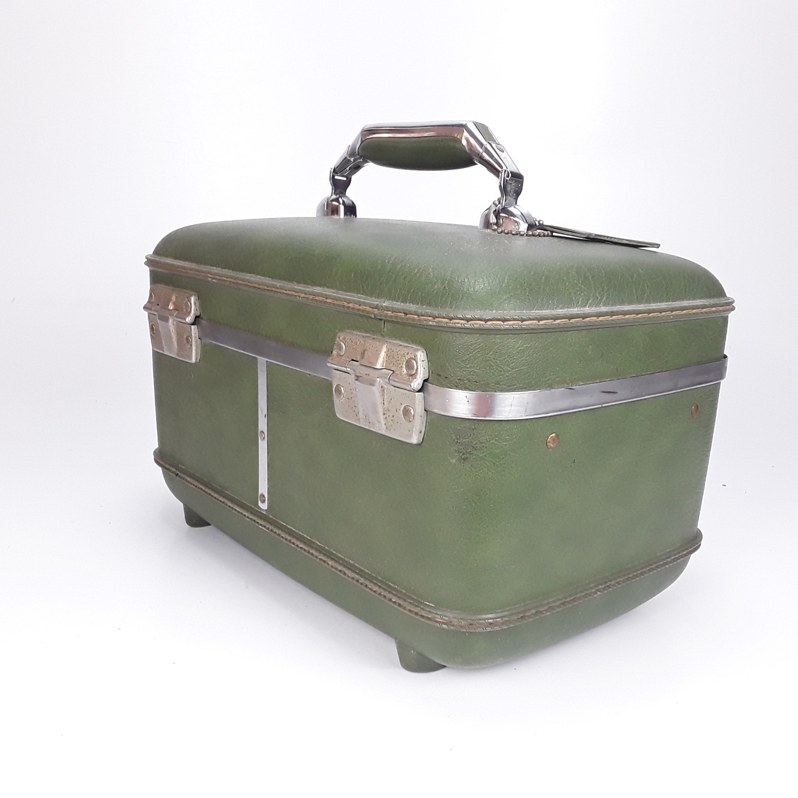 Vintage American Tourister Escort Train Case Olive Green Mid Century Modern MCM