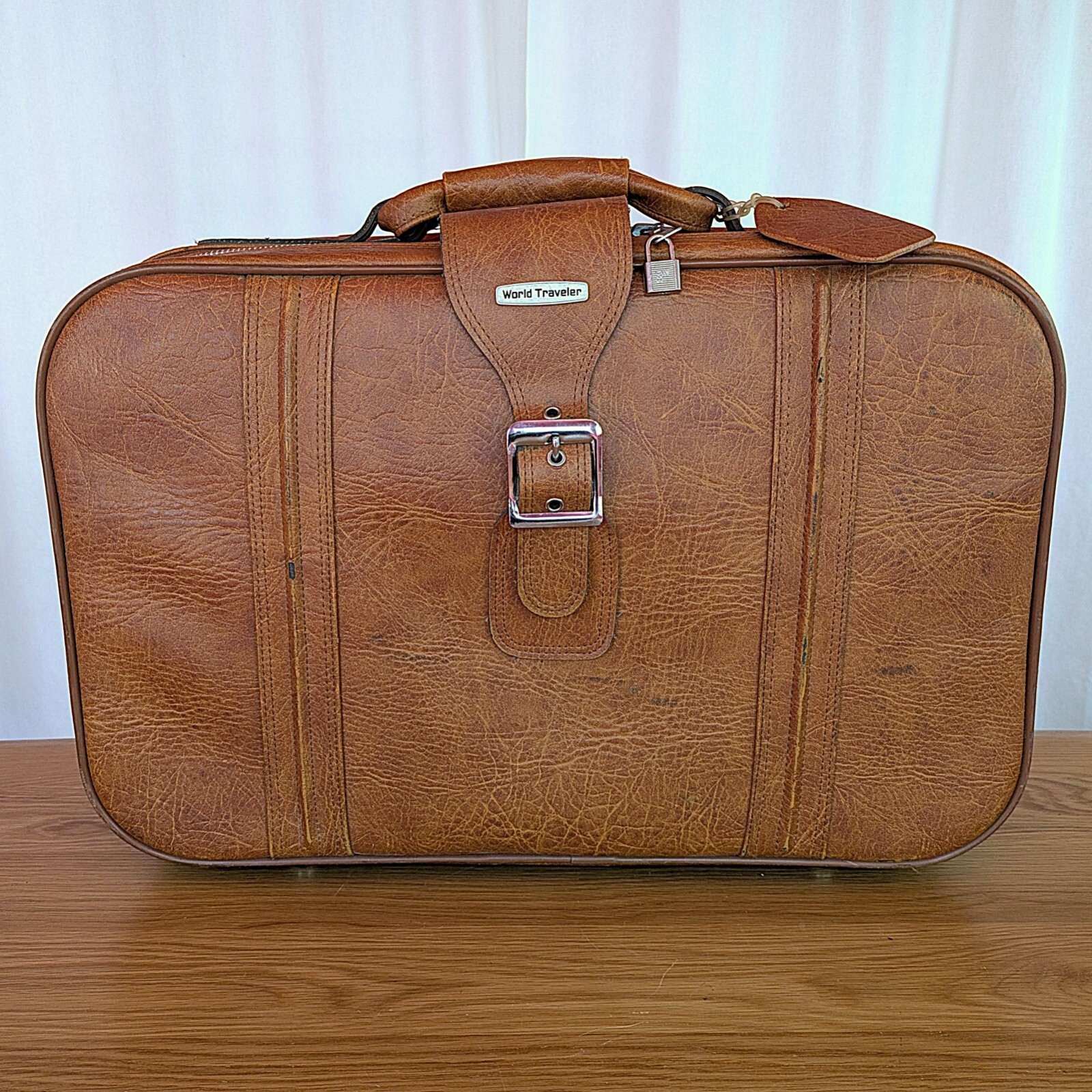 Vintage World Traveler Hybrid Leather Luggage Set 3pc Korean Nesting Suitcases