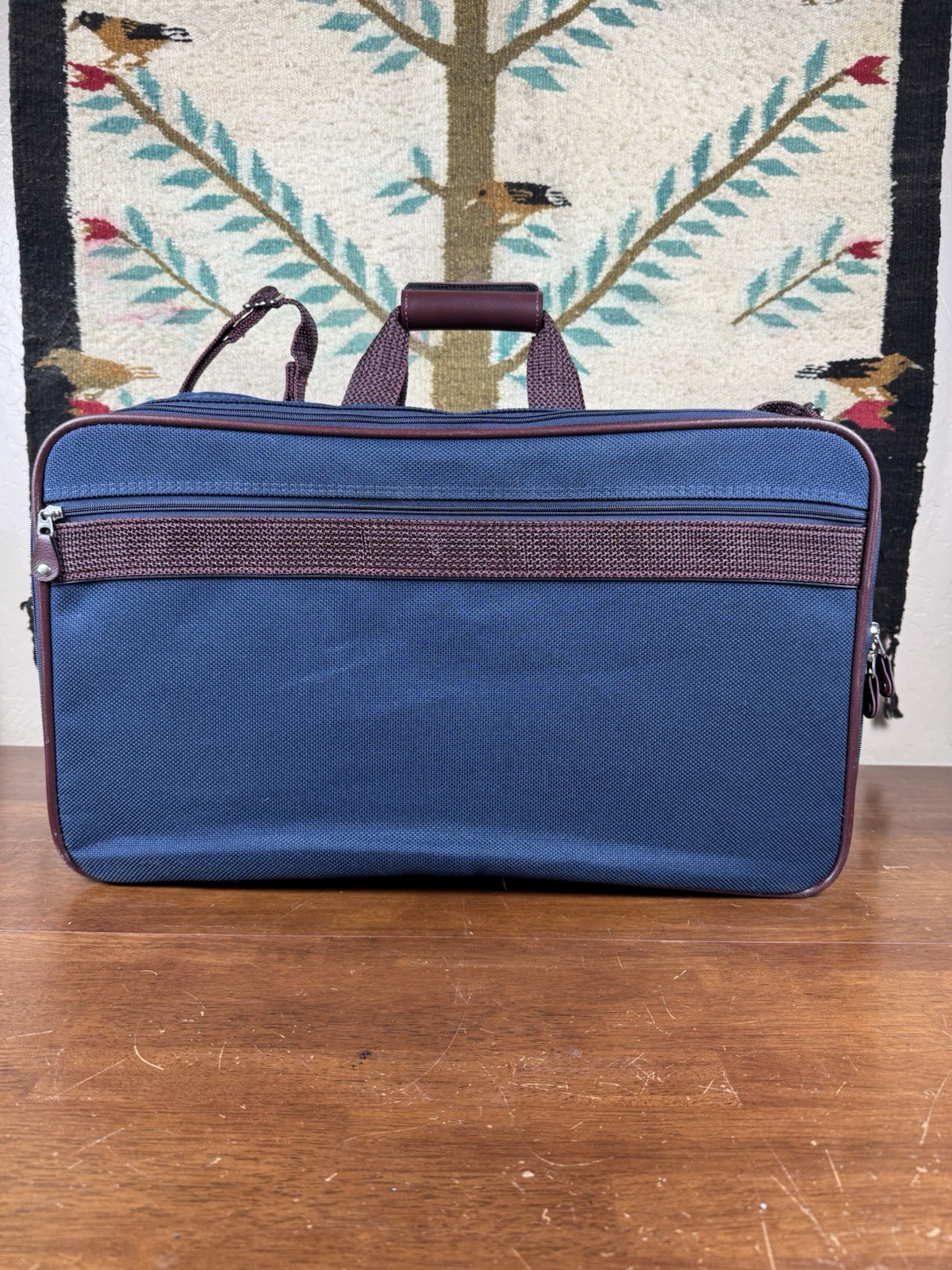 Vintage Samsonite Silhouette 4 Blue Burgundy Briefcase Travel Bag 1987 w/ Lock
