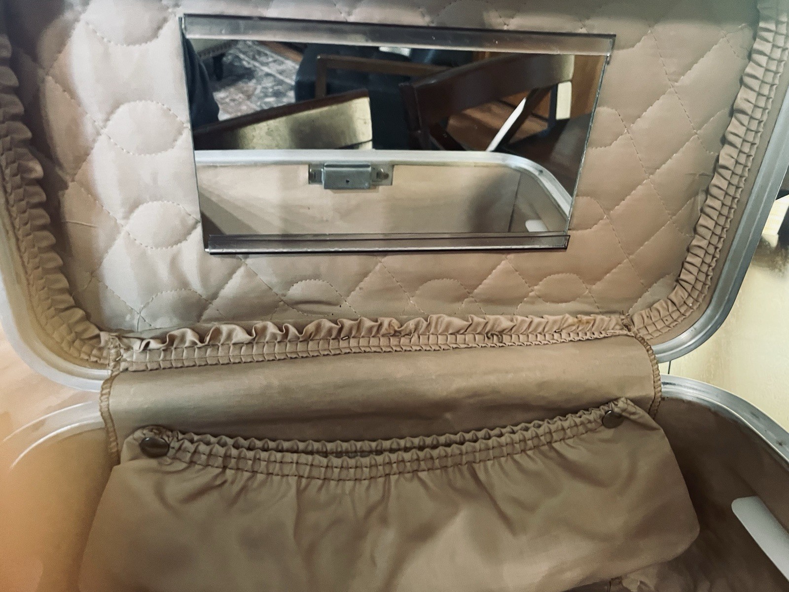 Vintage Airway Travel Case & Women’s Cosmetic Handbag Brown Leatherette 1960’s