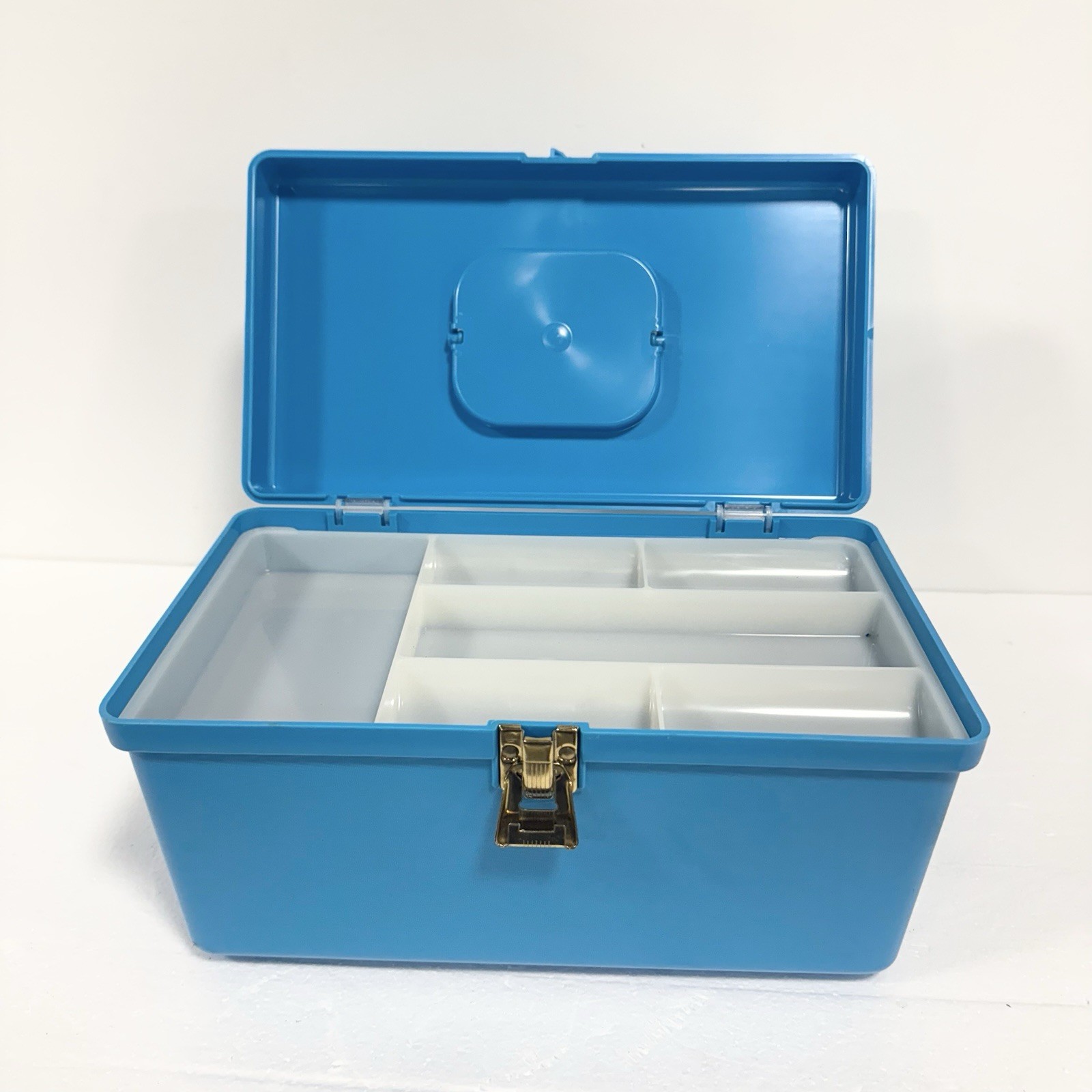 Vintage Wilhold Carry Case Blue Organizer Travel Makeup Hair Roller Box Tray MCM