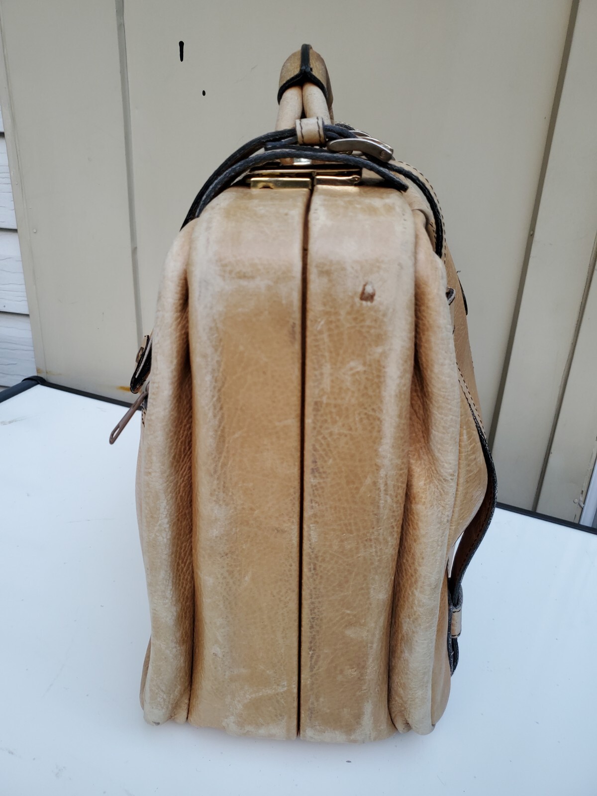 HK genuine leather medium size travel suitcase bag luggage vintage