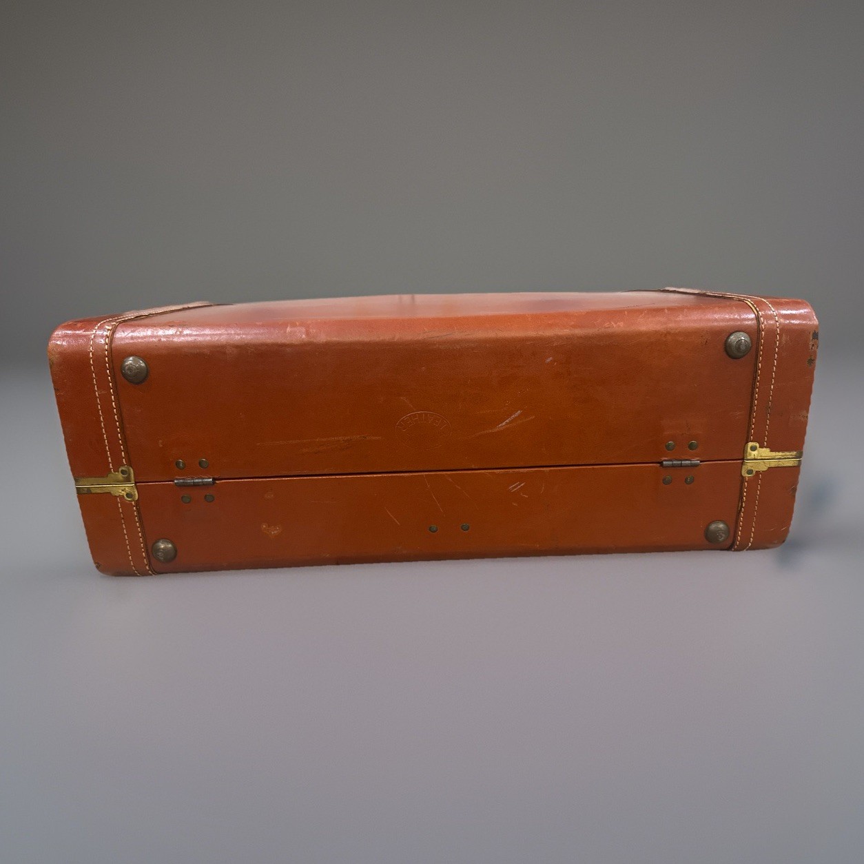 Vintage Leather Suitcase Canvas 1940s Travel Luggage Brass Hardware Brown