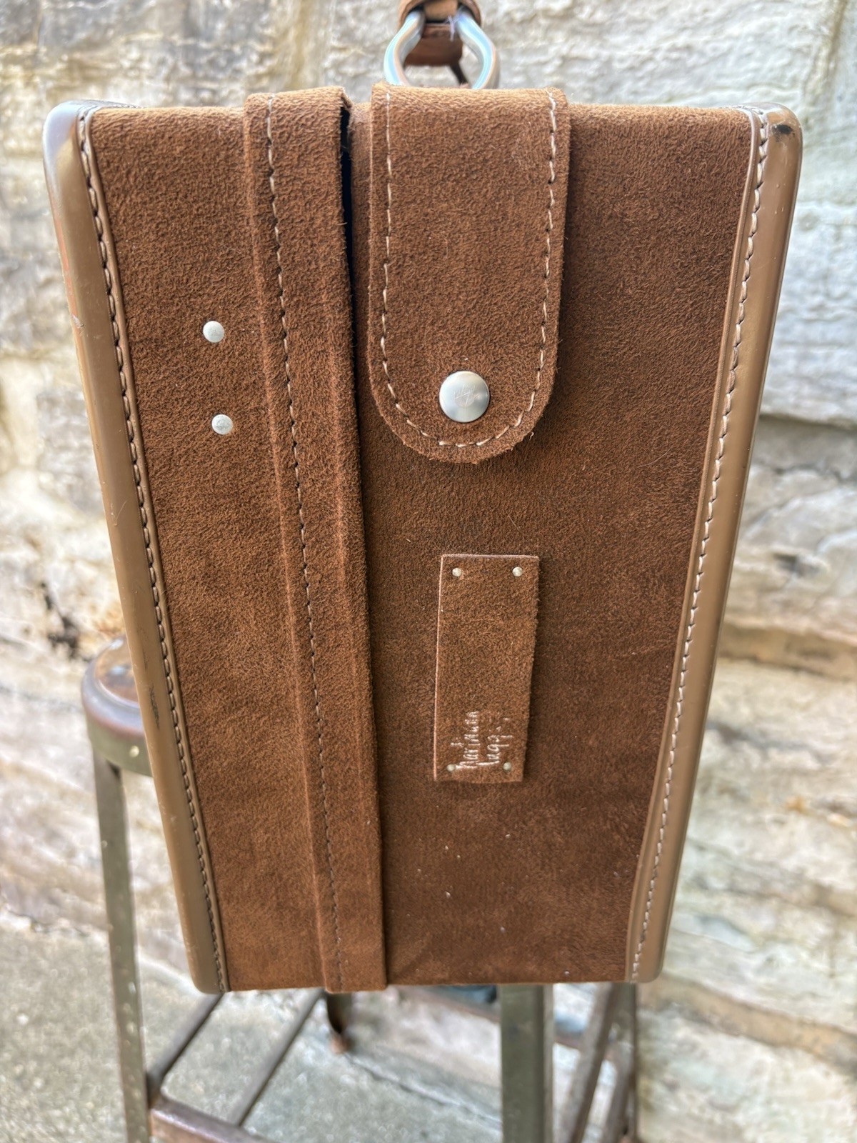 VTG 60s MCM Hartmann Belted Brown Leather Suede Suitcase 21”x12”x7” Key Luggage