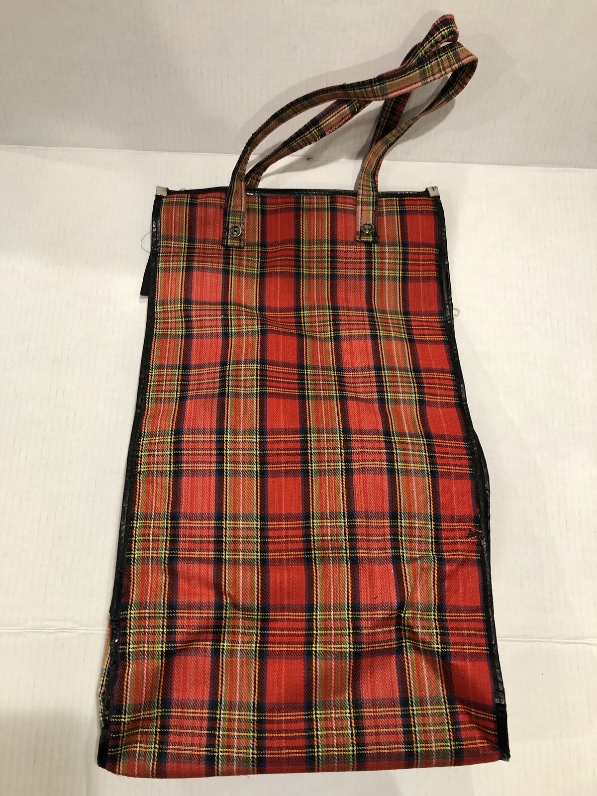 Vintage 1970’s Authentic Hawaii Red Plaid Rolling Wheels Luggage Travel Bag