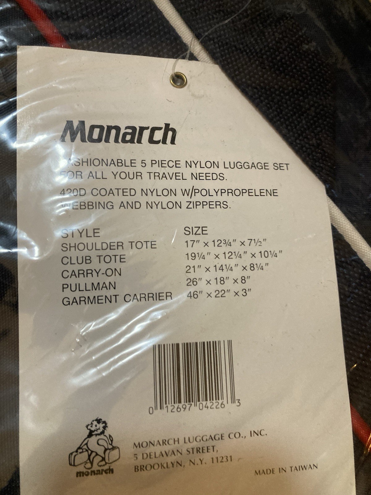Vintage Monarch 5 Piece Luggage Set Style #4205 NEW OLD STOCK