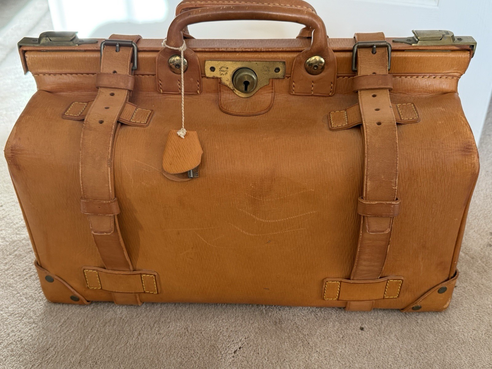 Antique Vintage Gladstone Kit Doctor’s Travel Bag Leather Luggage