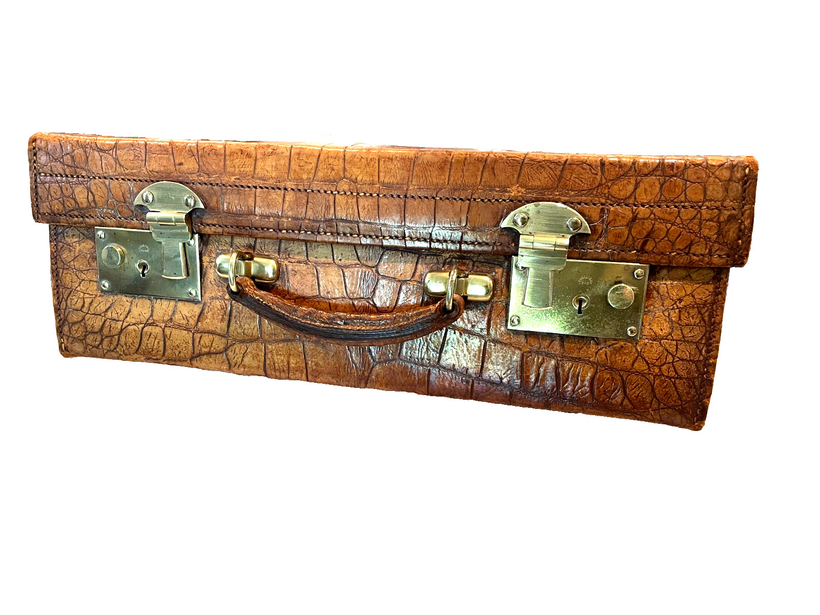 Rare Antique/Vintage Crocodile travel luggage by John Pound & Co, London
