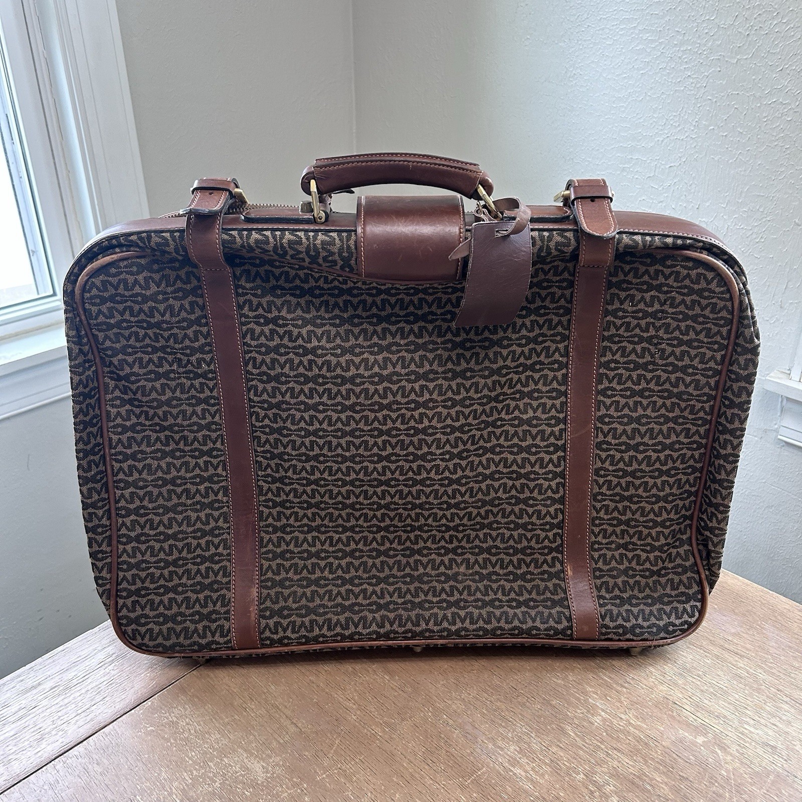 Mark Cross Italy 3-pc Luggage Set Canvas & Leather Vintage 60s Mid Century