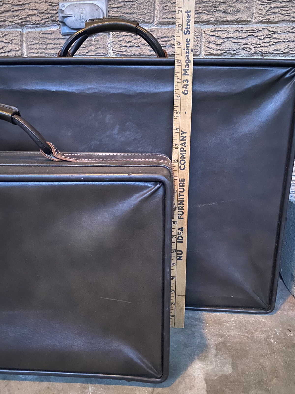 Vtg MCM 1950s Hartmann Leather Luggage Wardrobe Suitcase Matching 2 Piece 1 Key