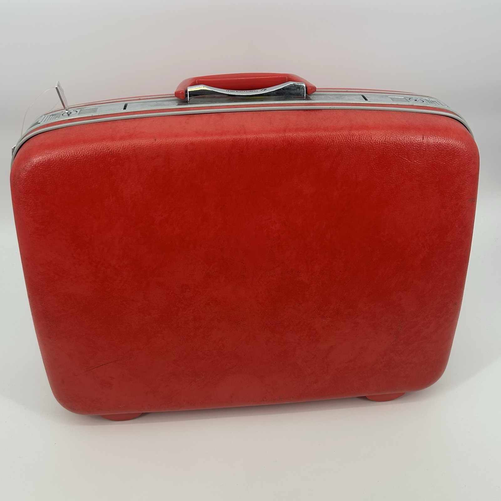 Vintage Samsonite Hard Shell Suitcase Polka Dot Lining With Key 20” Width