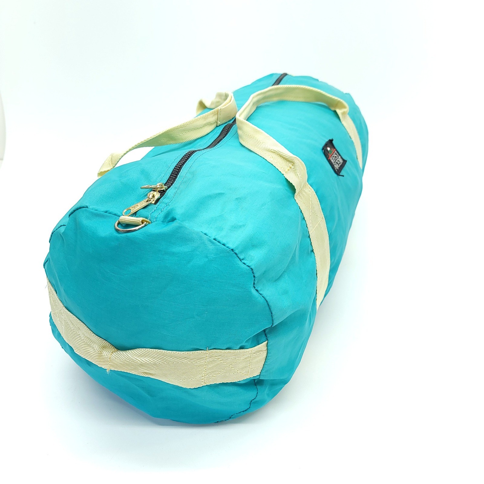 Vintage 70s First Ascent Duffle Bag Sleeping Bag Bag – Teal & Gold