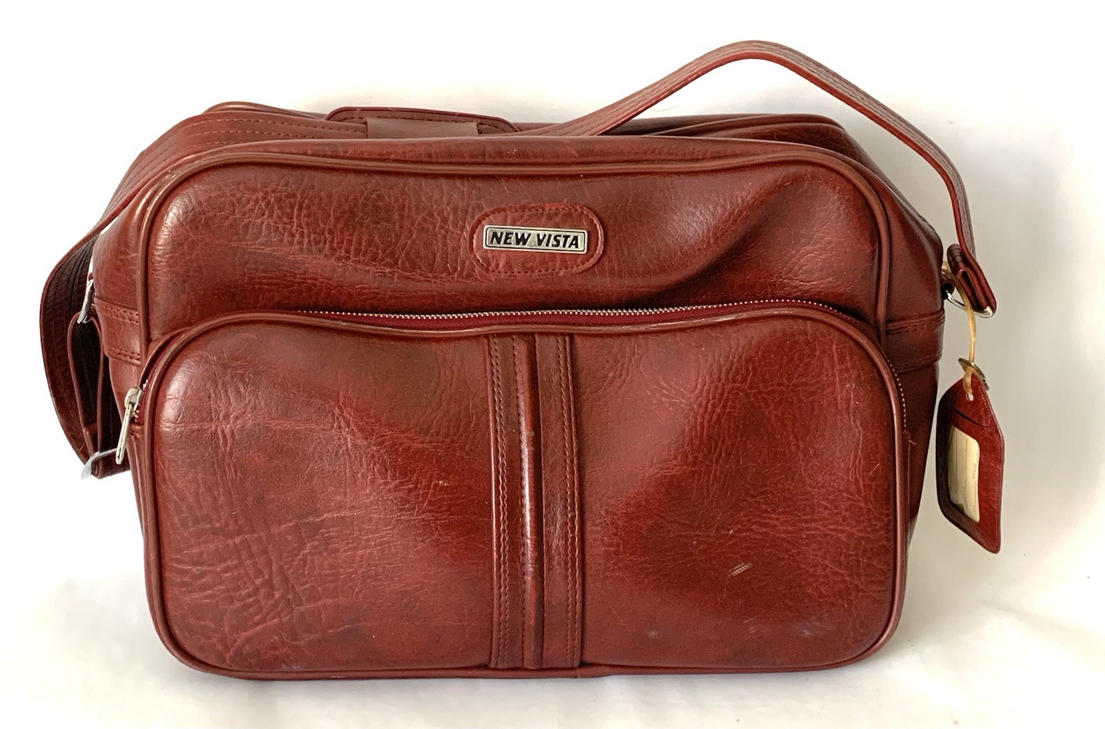 Vintage New Vista Luggage Carry On Shoulder Laptop Traveler Bag Faux Leather
