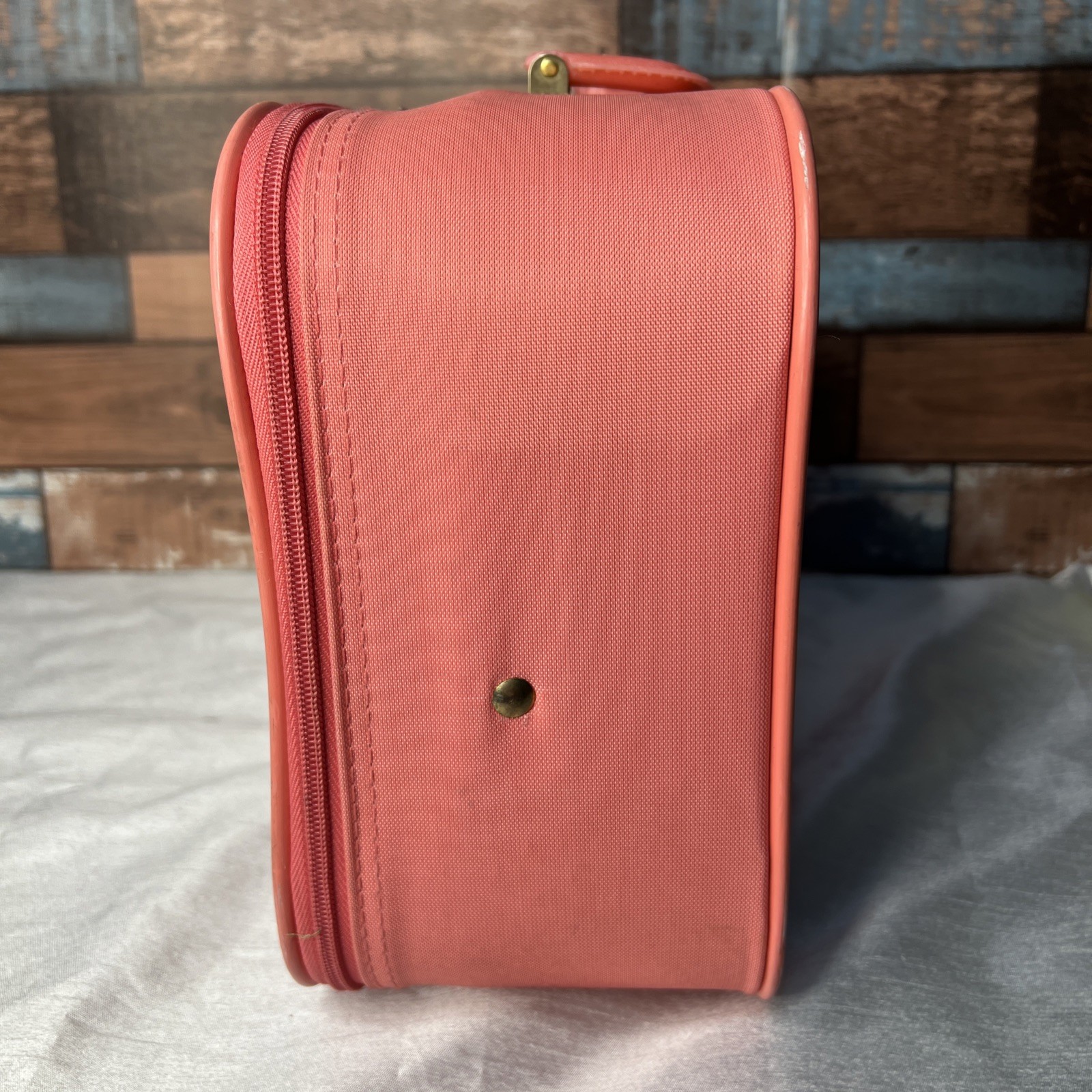 Vintage GOING TO GRANDMA’S Pink 1980s Childs Vinyl Suitcase Travel Carry On