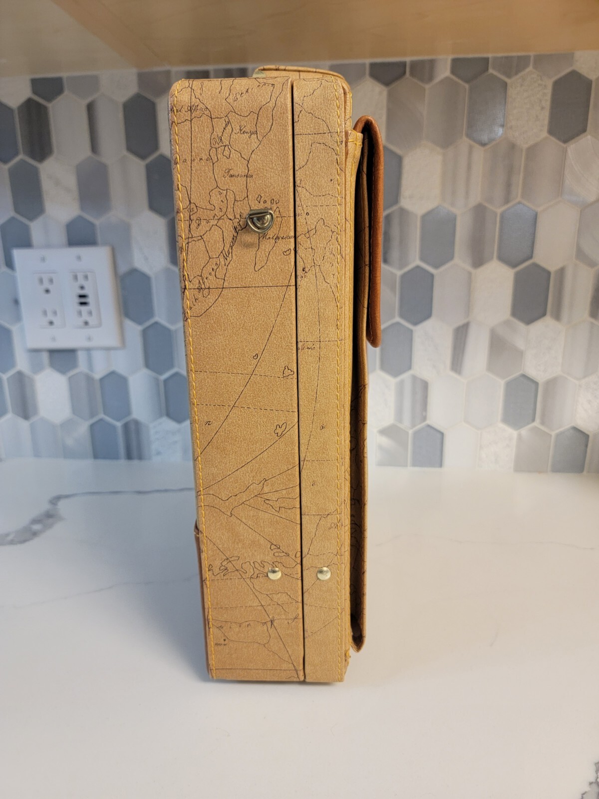 Vintage Briefcase Attache Map Pattern Perfect for Tablets or Art Supplies