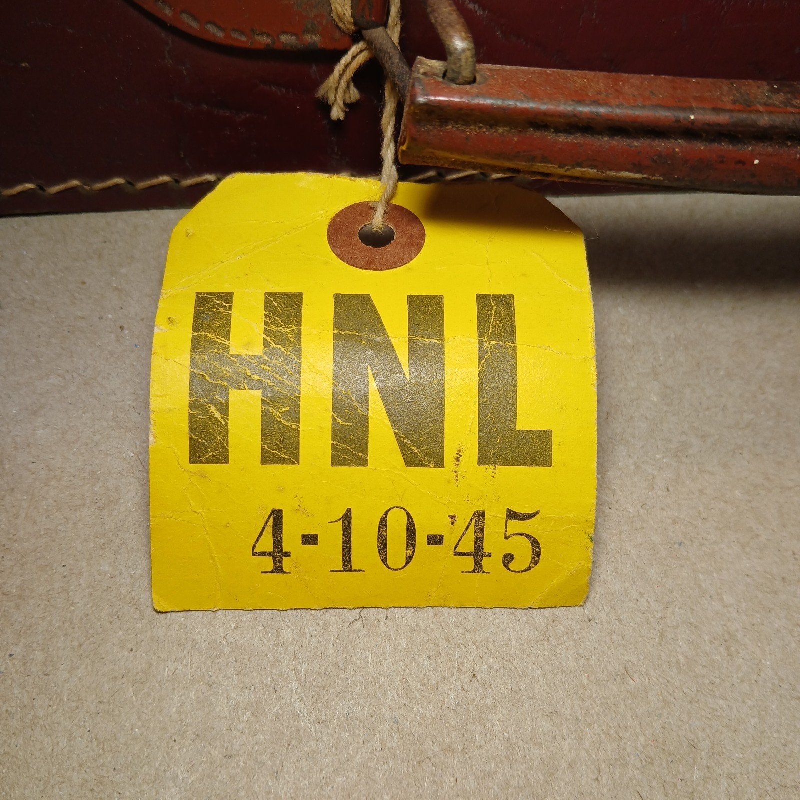 Vintage 1945 Airline Suitcase w/ Travel Stickers Burbank to Honolulu WWII HNL