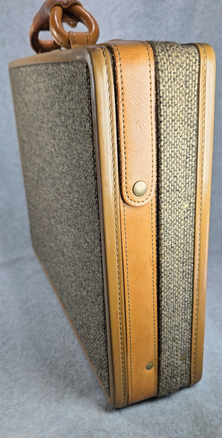 Vintage Hartmann Luggage Tweed Leather Belting Briefcase w/ paperwork