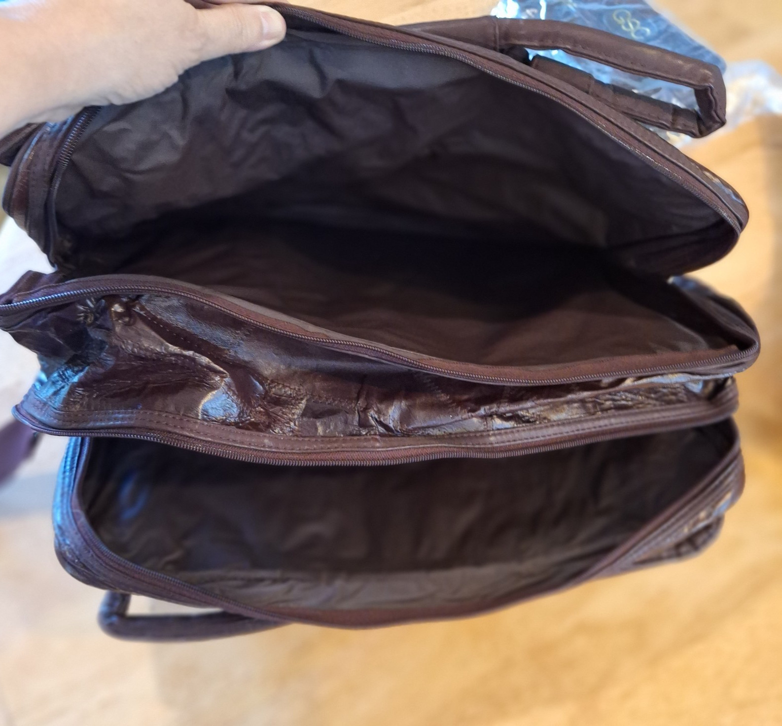 Vintage GSC Brown Patchwork Leather 3 Piece Luggage Set