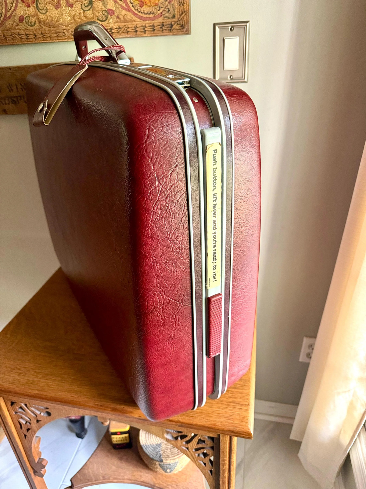 Samsonite Hardshell Suitcase with Key | 70’s Large Maroon Retro Luggage