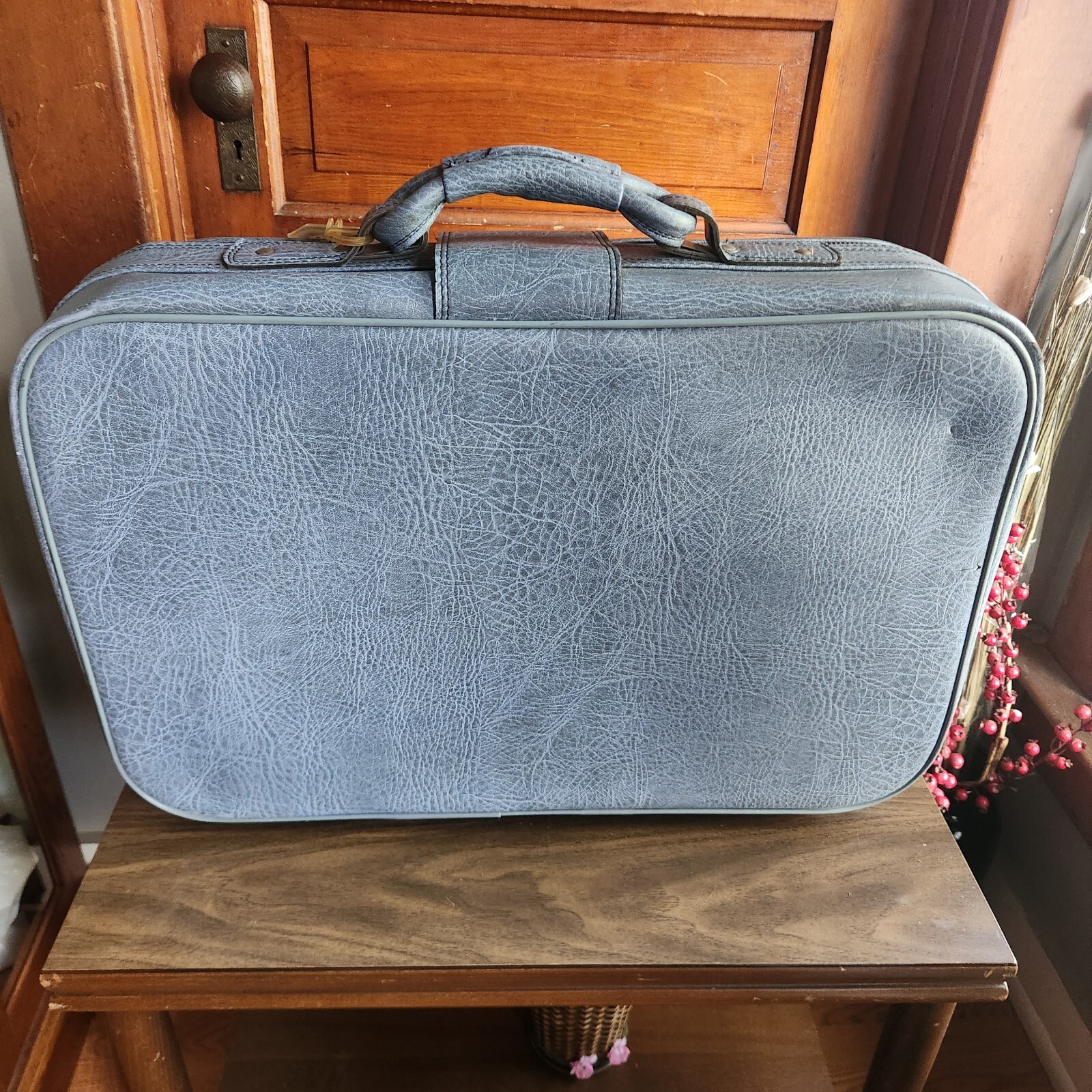 Vintage Flying Time Blue Suitcase