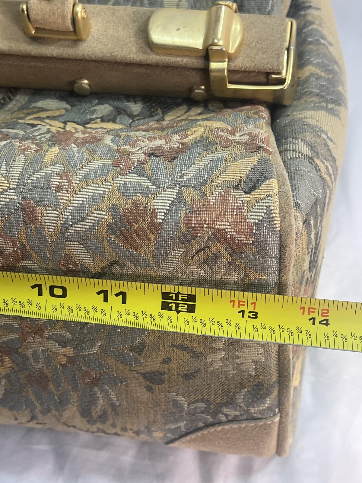 Vintage French Floral Tapestry Hard Vanity Case Locking Luggage Multicolor USA