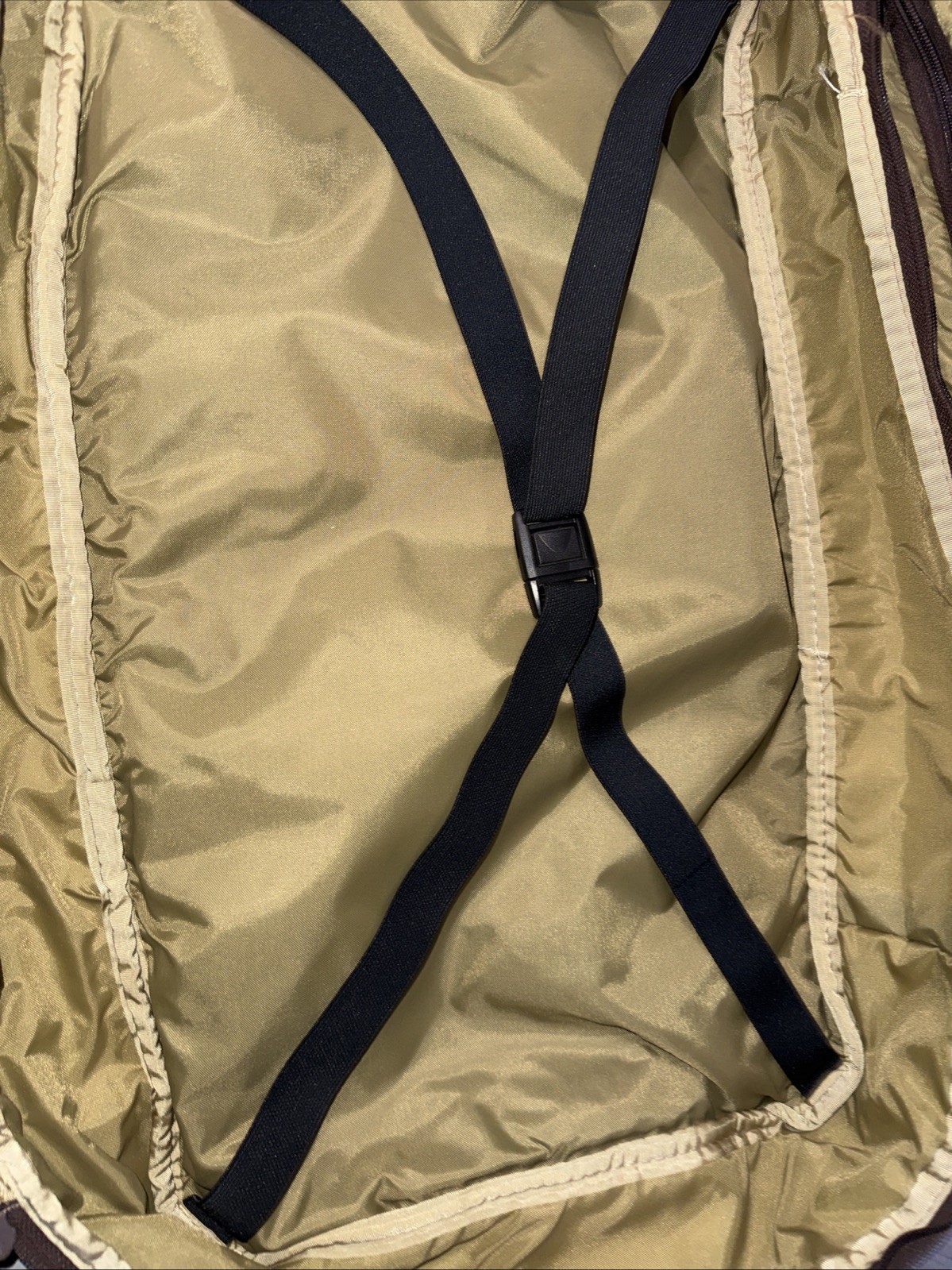 Vintage 80’s LL Bean Canvas Suitcase Luggage Green Leather Trim 26″W 16”H 4”D