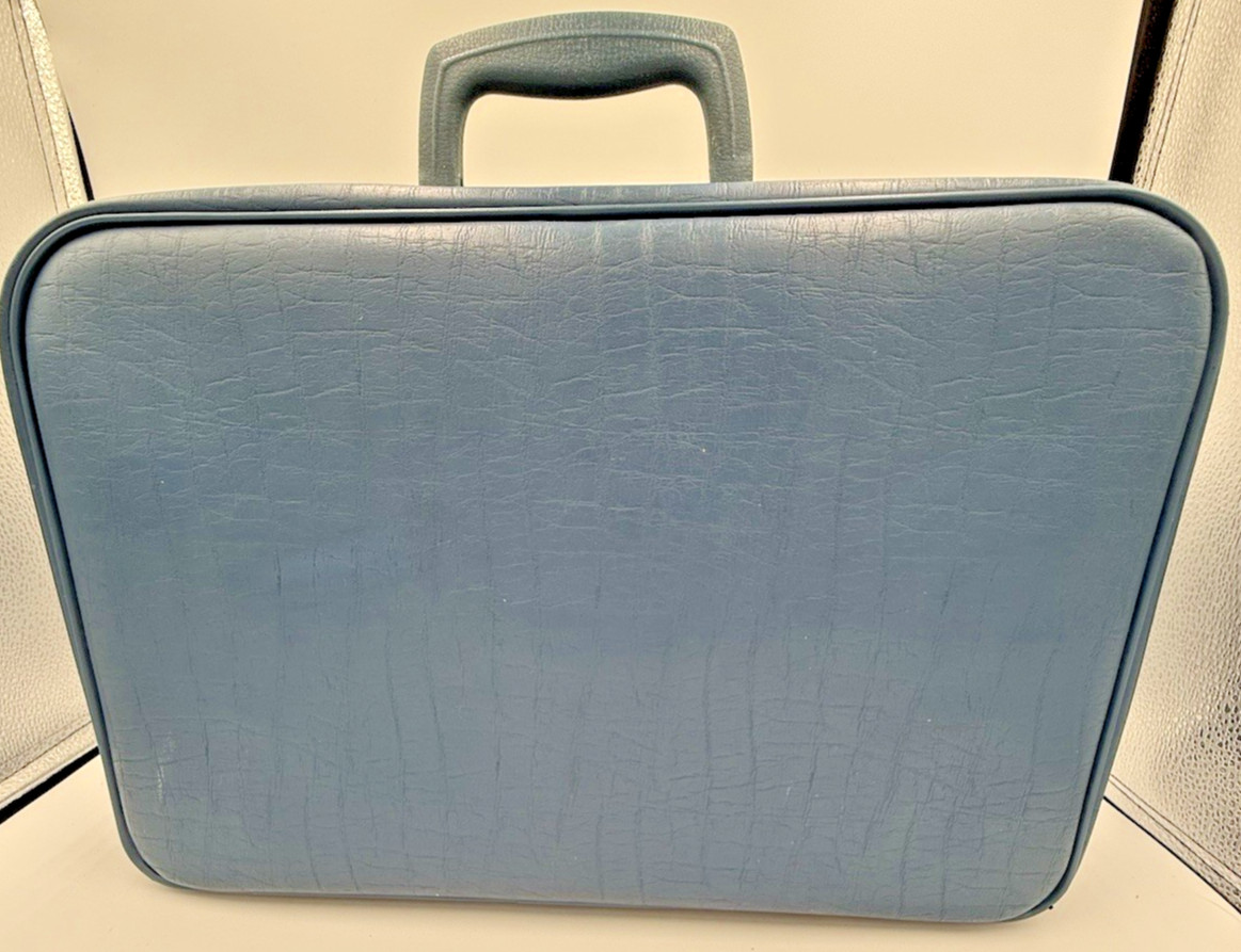 Vintage 1970s Bantam Soft Suitcase Blue Travel Bag Small Carryon Child’s Grandma