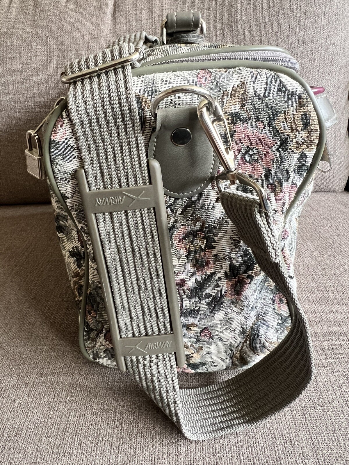 Airway Bag Tapestry Grey Green Carry On Over The Shoulder. Clean Inside Out.