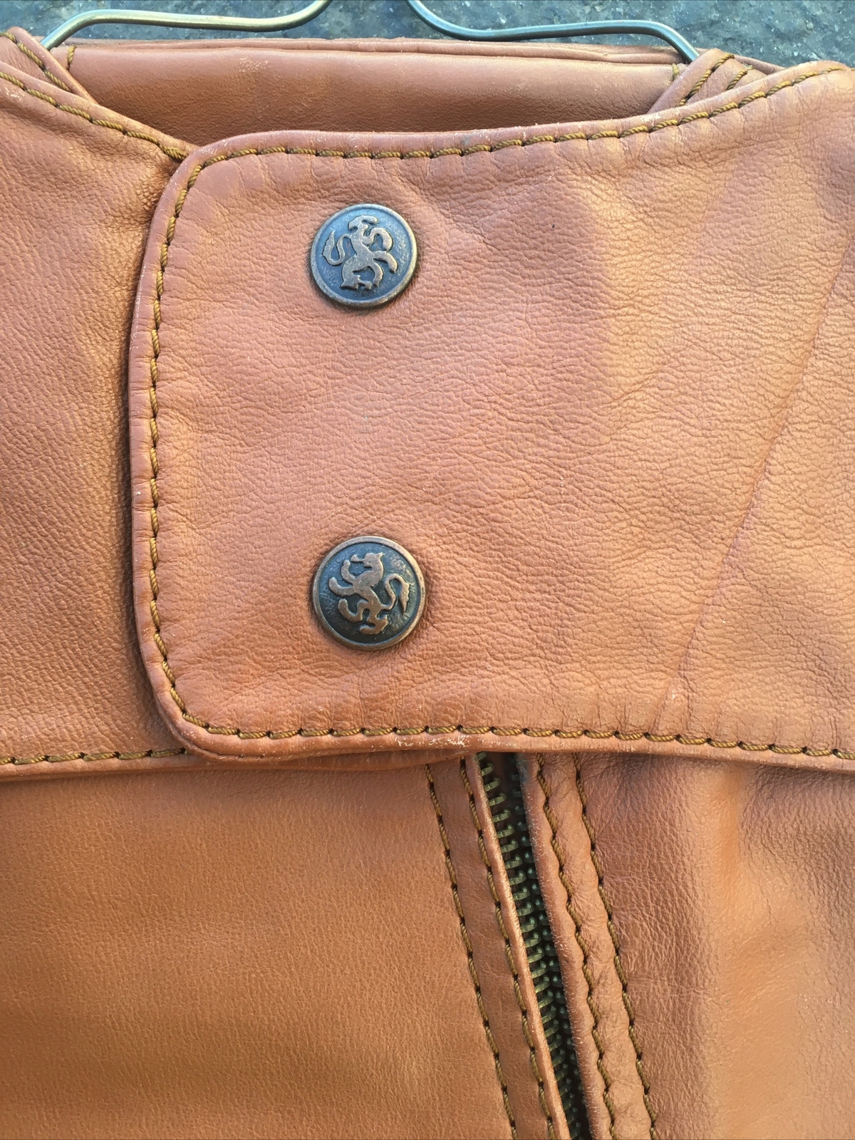 Condor Hanging Garment Bag Beige Brown Tan Leather Full Zip 36×21 Vintage