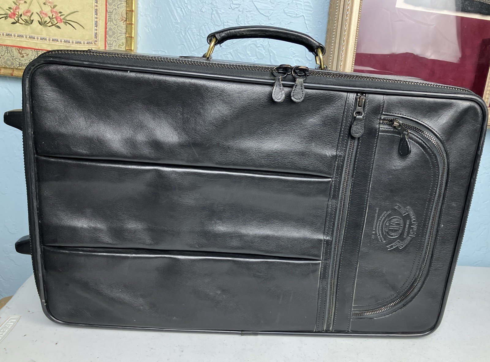 Vintage Ghurka 2 Way 1990s Traveler 52 Suitcase Marley Hodgson Black Leather