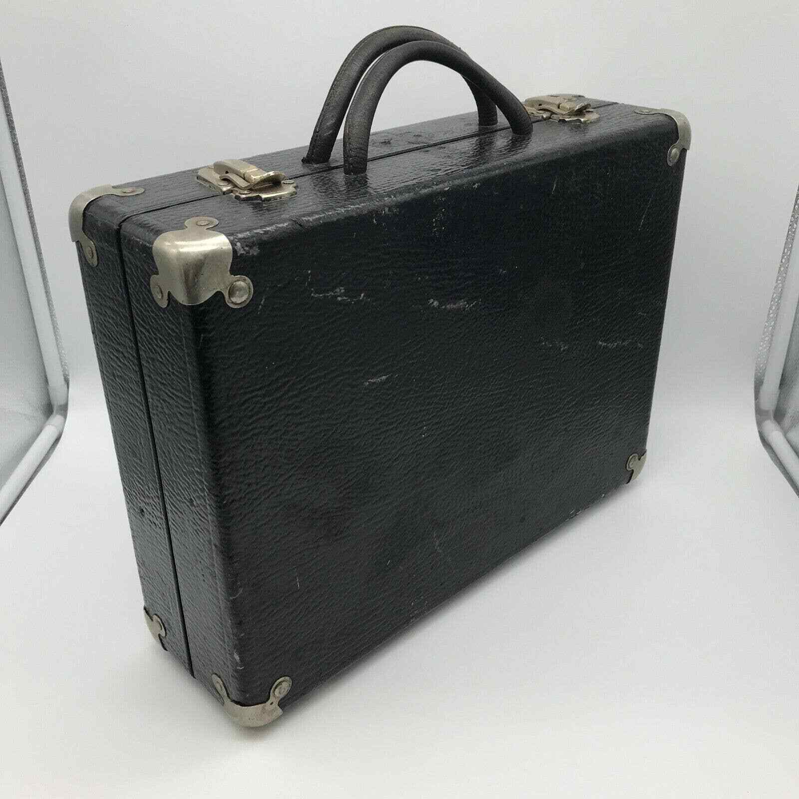 Vintage Black Briefcase Carrying Case #12 Leather Handles