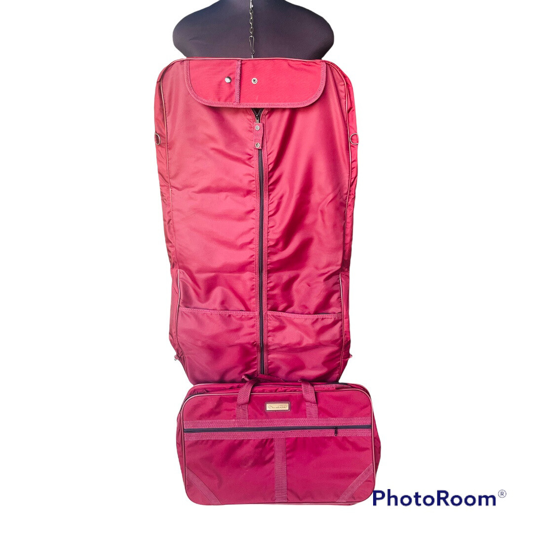 Vintage 1980 Oscar De La Renta Matching 2 piece Luggage Set With Garment Bag