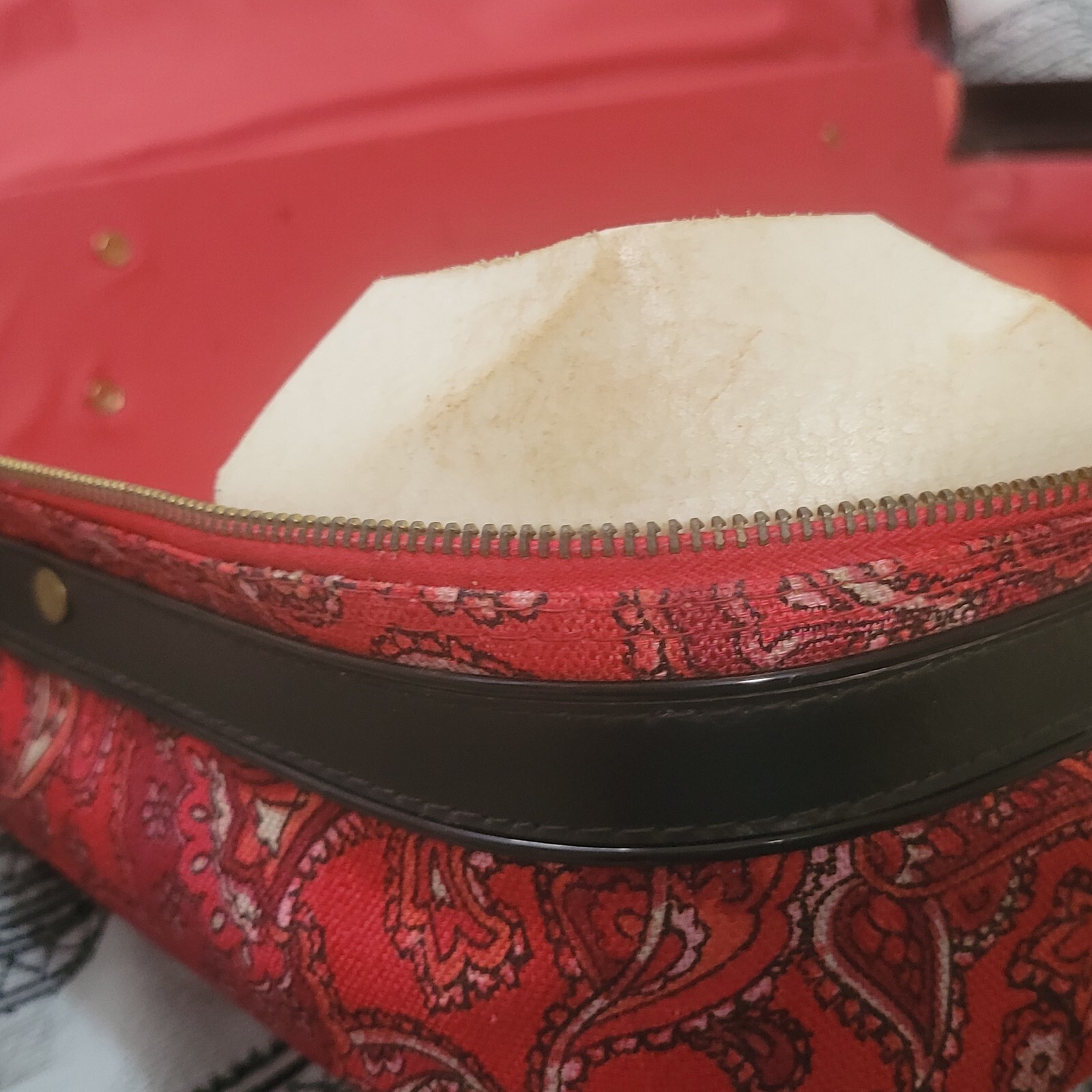 Vintage 70s Red Paisley Suitcase JAPAN