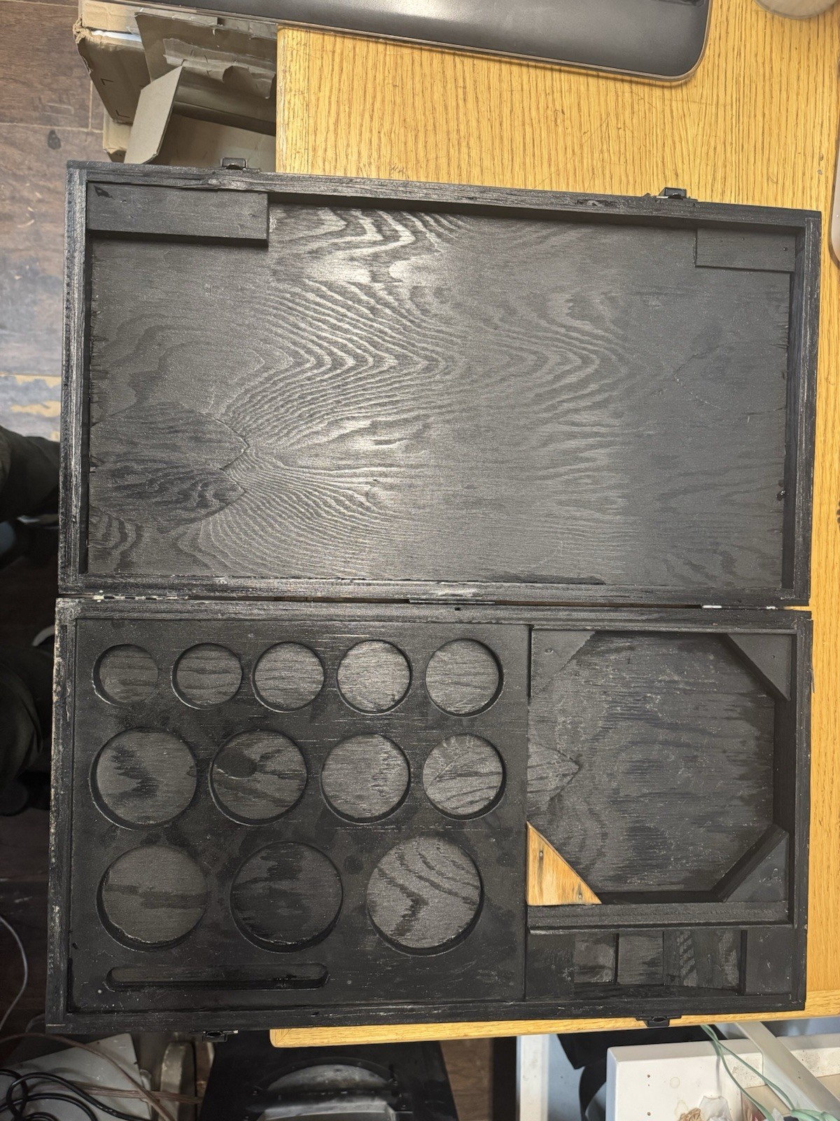 Large Antique Wood Box Trunk Carrying Case with Metal Latch & Hardware Luggage